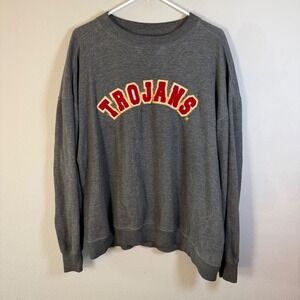 USC Trojans Mens Heather Grey Crewneck Sweatshirt NCAA Collegiate‎ Large Relaxed